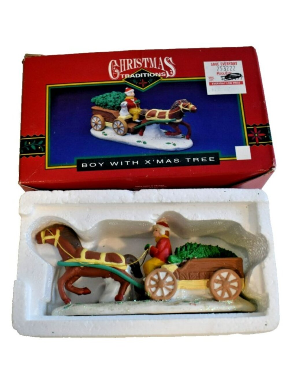 Christmas Traditions Porcelin Christmas Village Boy with X'mas Tree